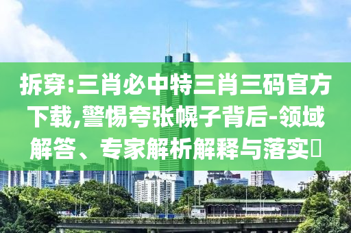 拆穿:三肖必中特三肖三碼官方下載,警惕夸張幌子背后-領域解答、專家解析解釋與落實?