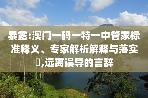 暴露:澳門一碼一特一中管家標準釋義、專家解析解釋與落實?,遠離誤導的言辭